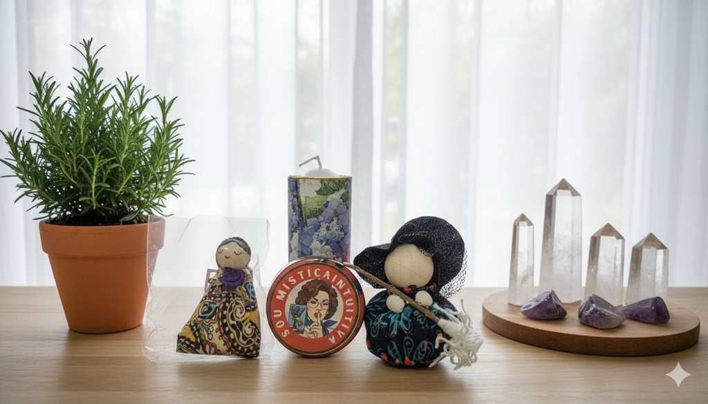 Kit Místico Bruxa Proteção | Sabonete Vegano + 2 Bonecas Amuleto Proteção e Sorte | Esotérico Artesanal
